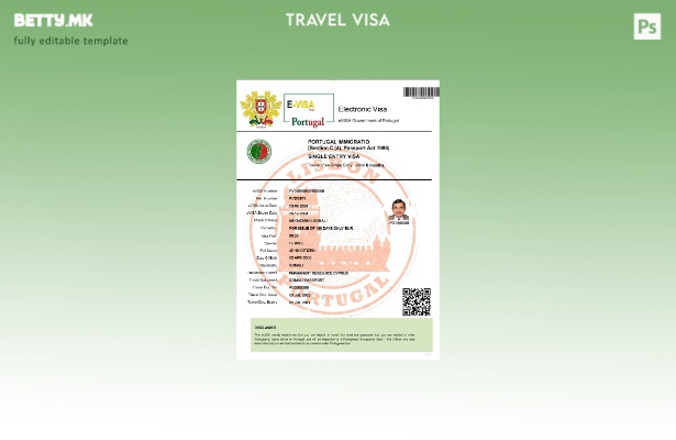 Шаблон за електронска виза за Португалија во модерен стил